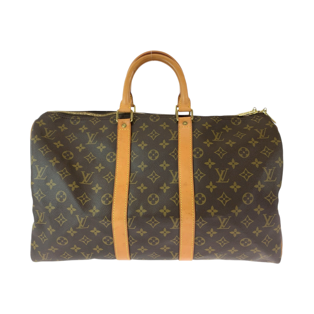 LOUIS VUITTON Boston Duffel bag PVC Brown Gold Metal Boston Duffel bag Handbag Monogram Keepall 50 Women  d