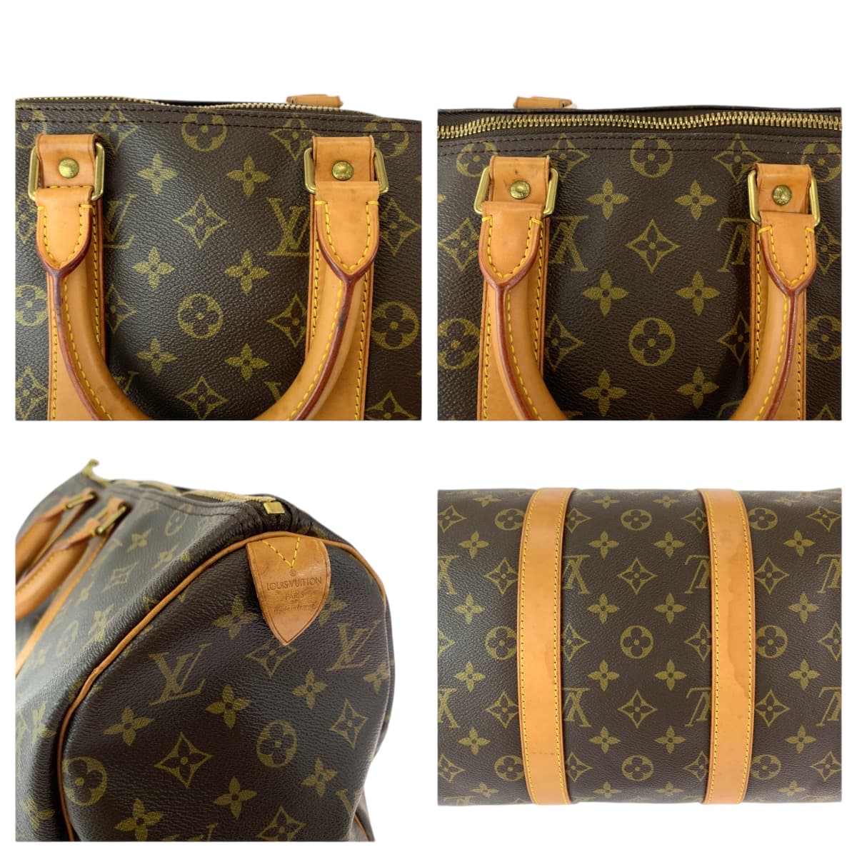 LOUIS VUITTON Boston Duffel bag PVC Brown Gold Metal Boston Duffel bag Handbag Monogram Keepall 50 Women  d