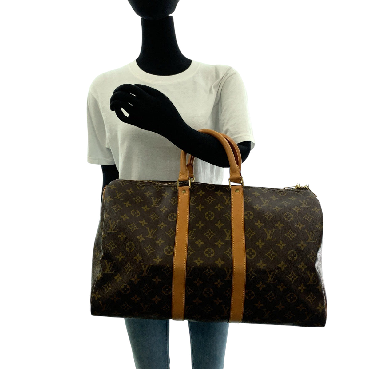 LOUIS VUITTON Boston Duffel bag PVC Brown Gold Metal Boston Duffel bag Handbag Monogram Keepall 50 Women  d
