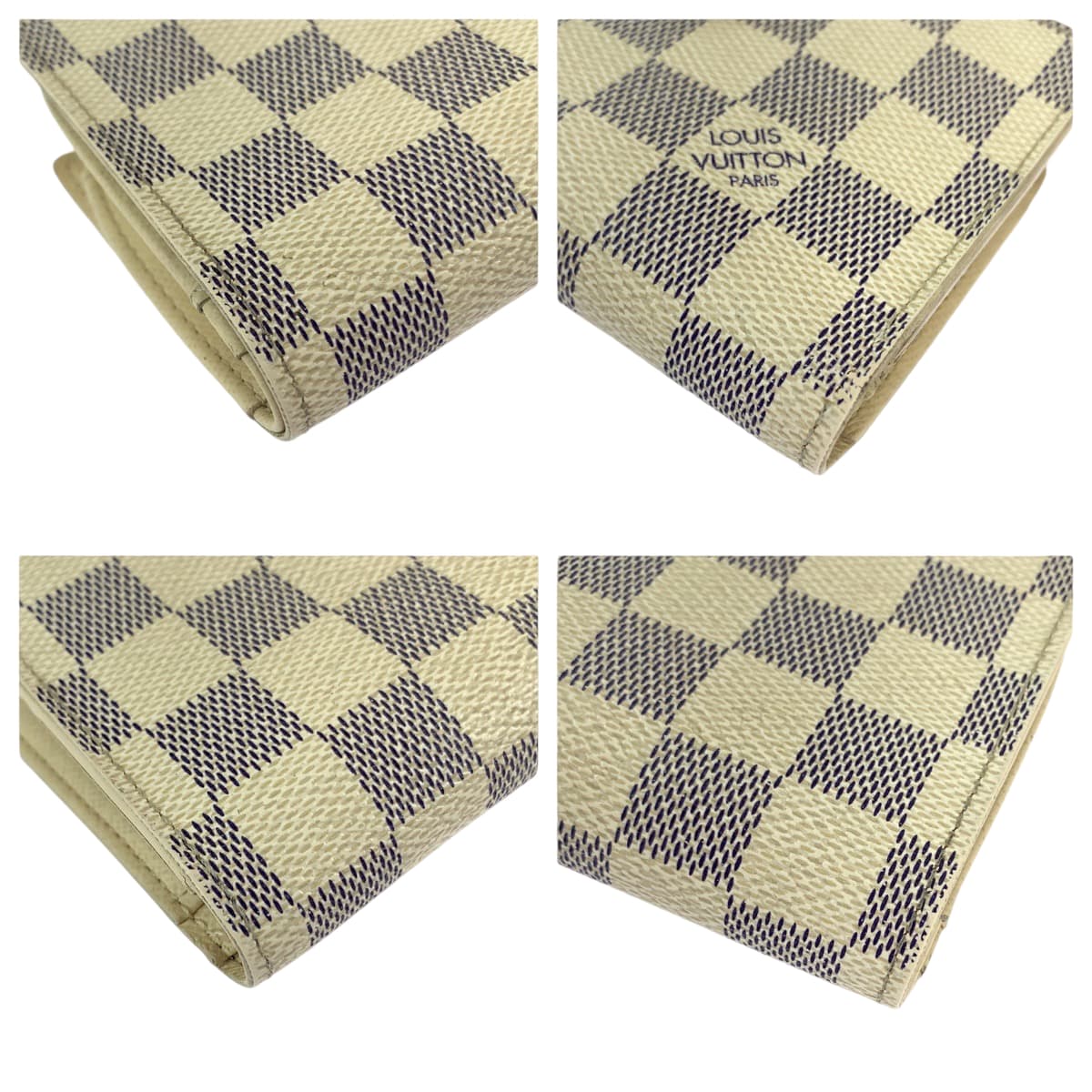 LOUIS VUITTON Bifold Wallet N61676 PVC White Gray Gold Metal Folding wallet Compact wallet Damier Azur Portefeuille Viennoiserie Women  d