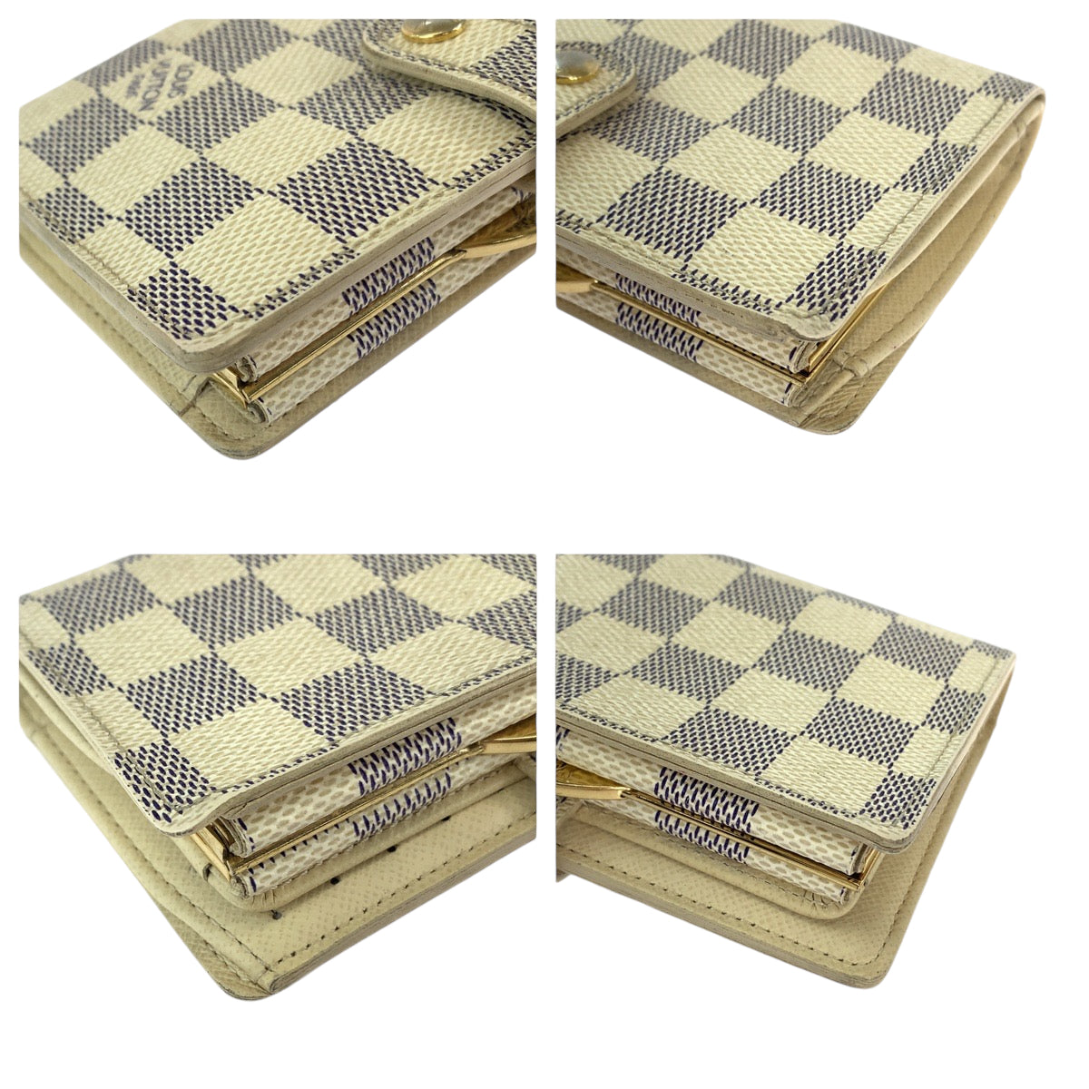 LOUIS VUITTON Bifold Wallet N61676 PVC White Gray Gold Metal Folding wallet Compact wallet Damier Azur Portefeuille Viennoiserie Women  d