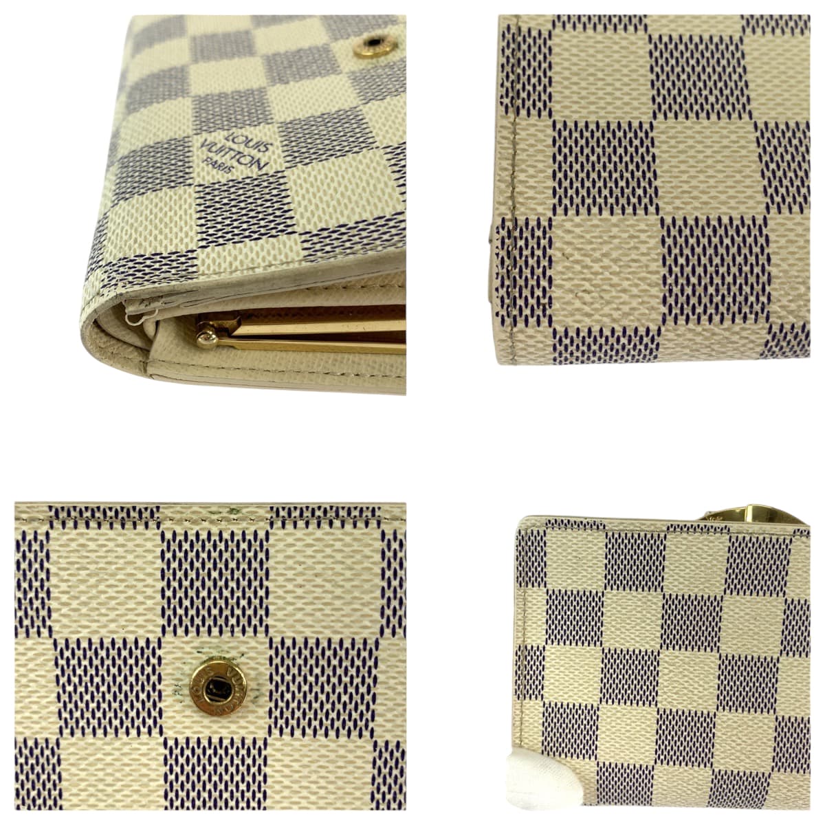 LOUIS VUITTON Bifold Wallet N61676 PVC White Gray Gold Metal Folding wallet Compact wallet Damier Azur Portefeuille Viennoiserie Women  d