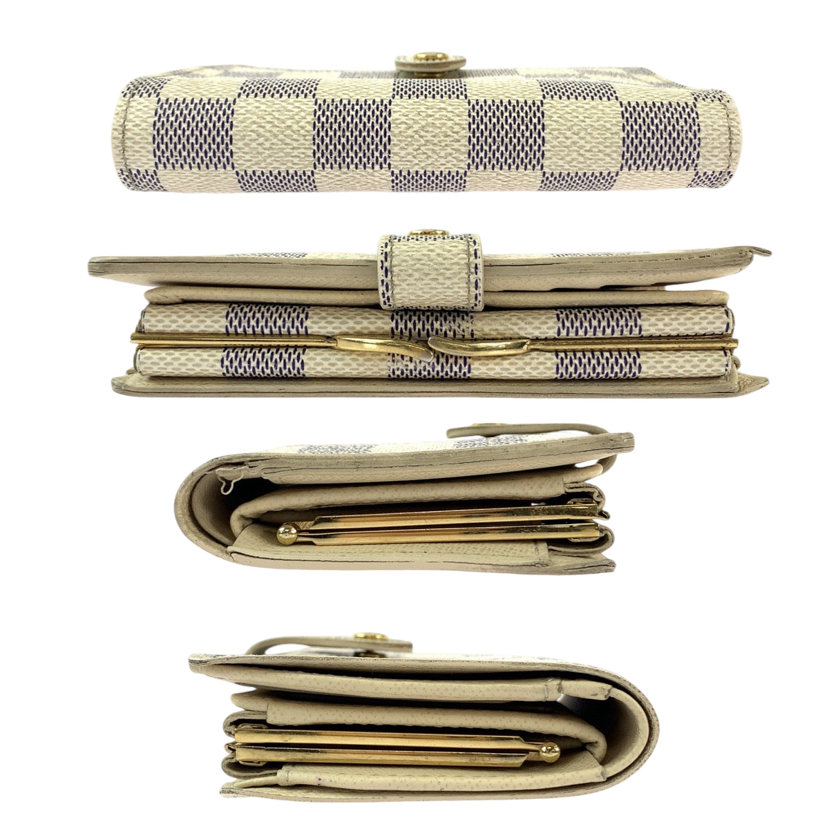 LOUIS VUITTON Bifold Wallet N61676 PVC White Gray Gold Metal Folding wallet Compact wallet Damier Azur Portefeuille Viennoiserie Women  d