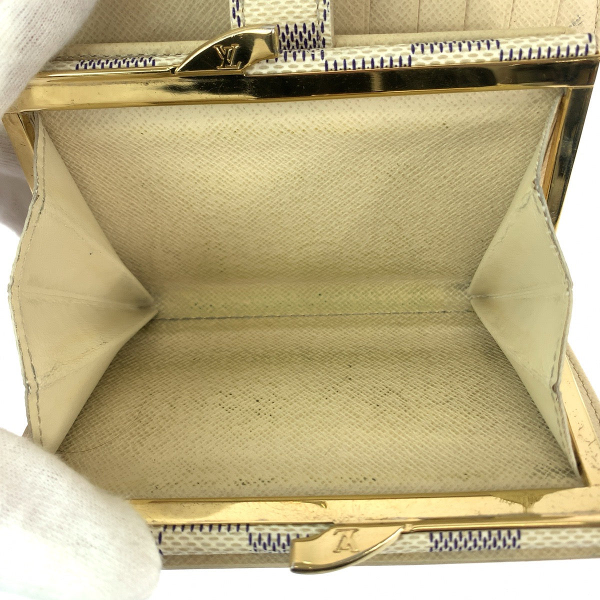 LOUIS VUITTON Bifold Wallet N61676 PVC White Gray Gold Metal Folding wallet Compact wallet Damier Azur Portefeuille Viennoiserie Women  d