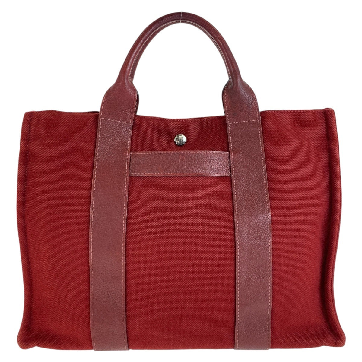 HERMES Tote Bag Canvas, Leather Wine Red Bordeaux SilverMetal Tote Bag Handbag A4 compatible Sac Arne MM Women  d