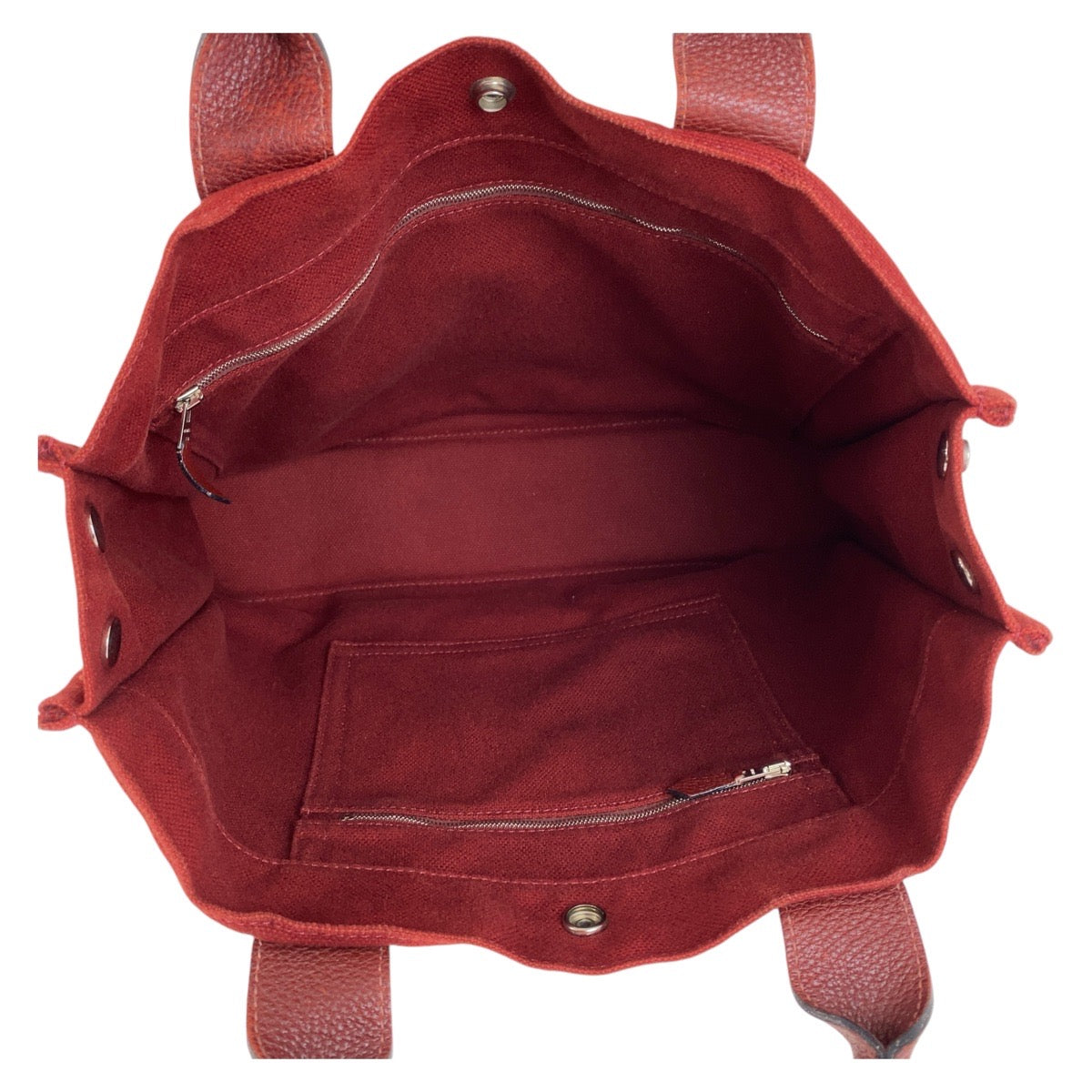 HERMES Tote Bag Canvas, Leather Wine Red Bordeaux SilverMetal Tote Bag Handbag A4 compatible Sac Arne MM Women  d