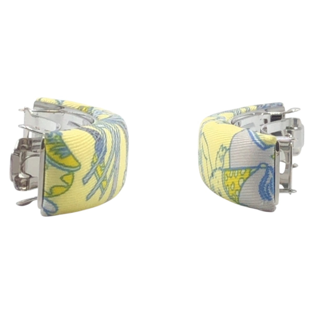HERMES Valletta silk Yellow Light Blue SilverMetal Valletta hair accessories Women  d