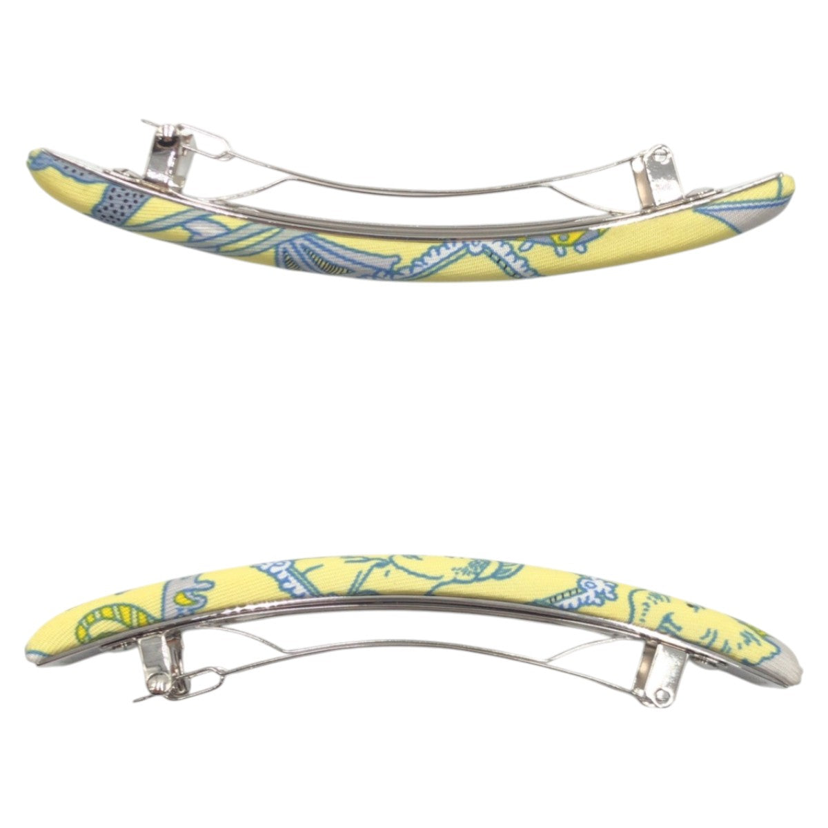 HERMES Valletta silk Yellow Light Blue SilverMetal Valletta hair accessories Women  d