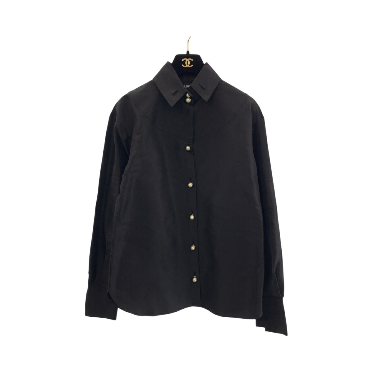 Chanel Fake Pearl Silk Dress Shirt