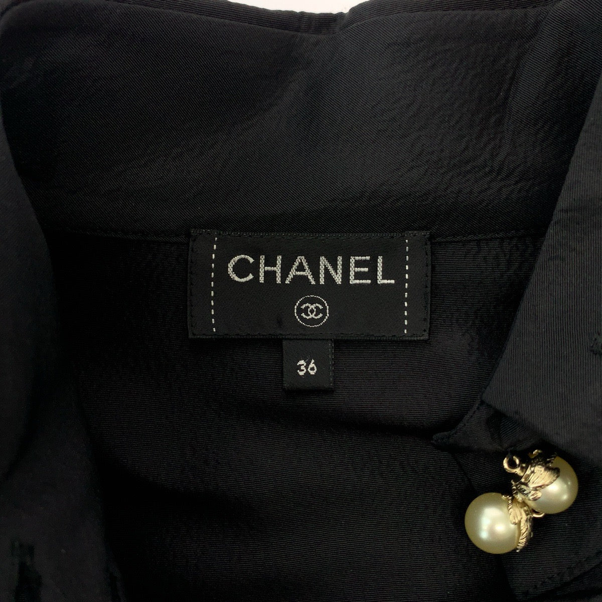 Chanel Fake Pearl Silk Dress Shirt
