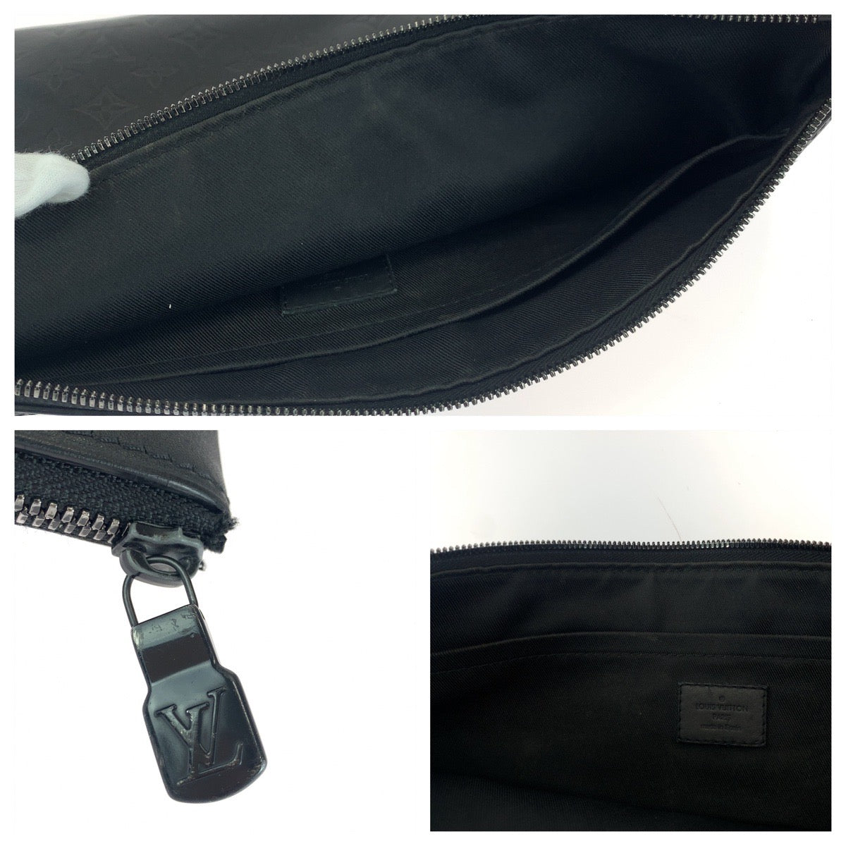 LOUIS VUITTON Clutch bag M62903 leather Black black Clutch bag business bag Monogram shadow Pochette Discovery mens  d