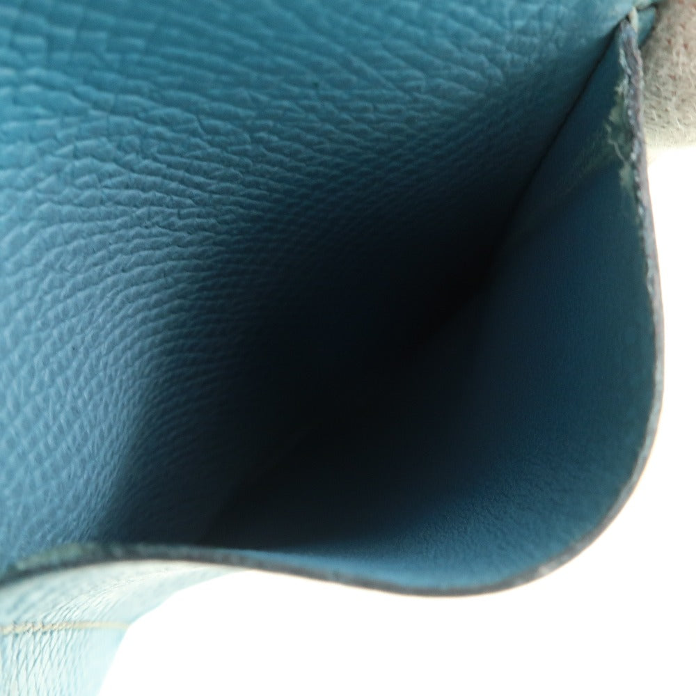 HERMES Bifold Wallet Epsom blue Kelly wallet unisex(Unisex)  d
