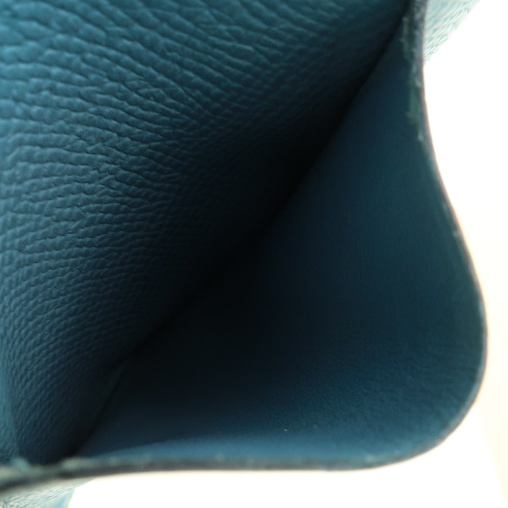 HERMES Bifold Wallet Epsom blue Kelly wallet unisex(Unisex)  d