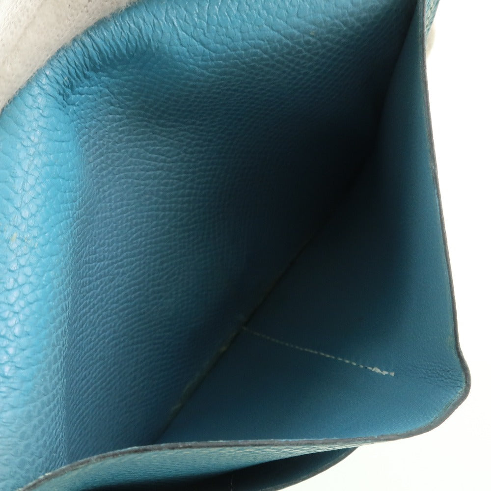 HERMES Bifold Wallet Epsom blue Kelly wallet unisex(Unisex)  d