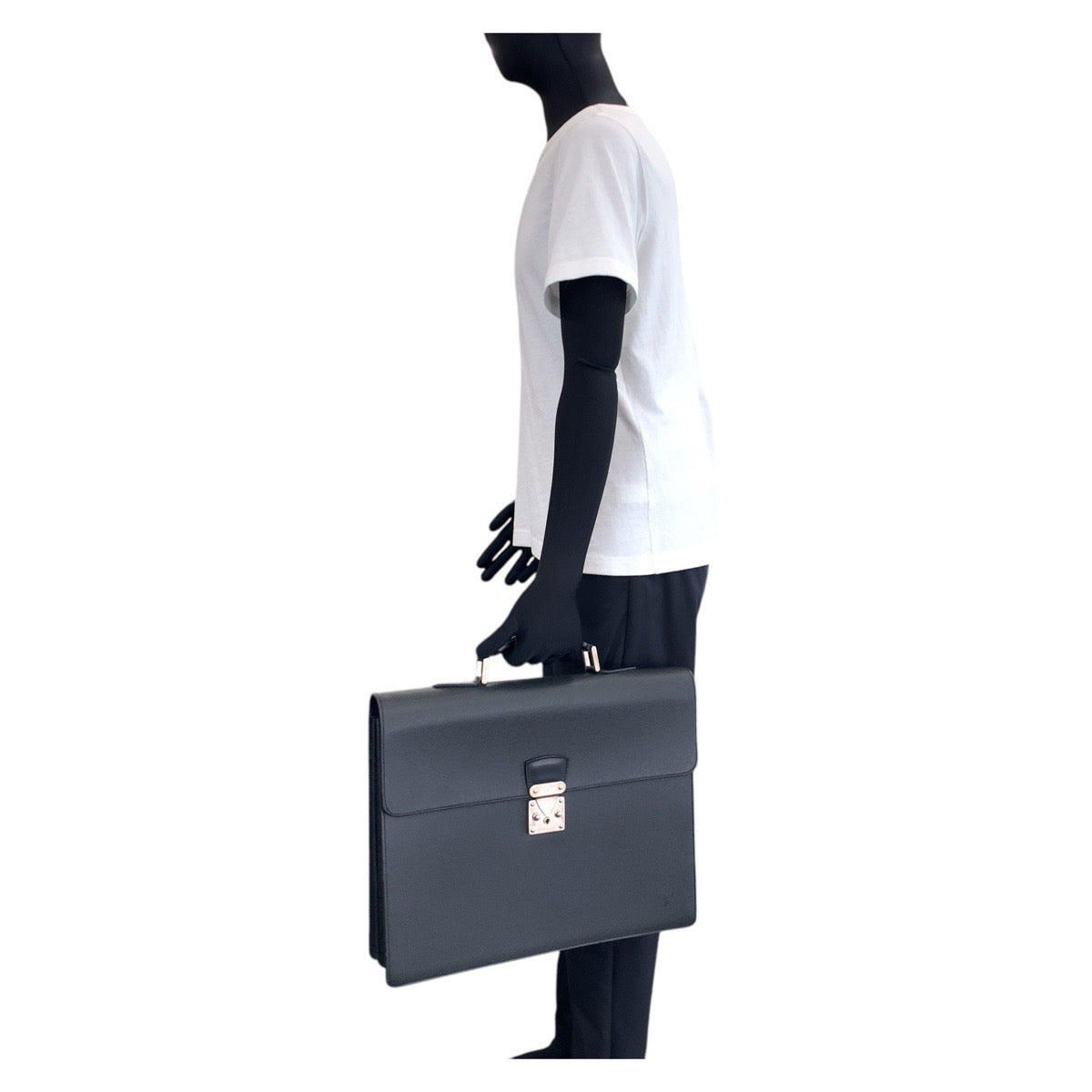 LOUIS VUITTON Business bag M30032 leather Ardoise Black SilverMetal Business bag briefcase Taiga Moscova mens  d