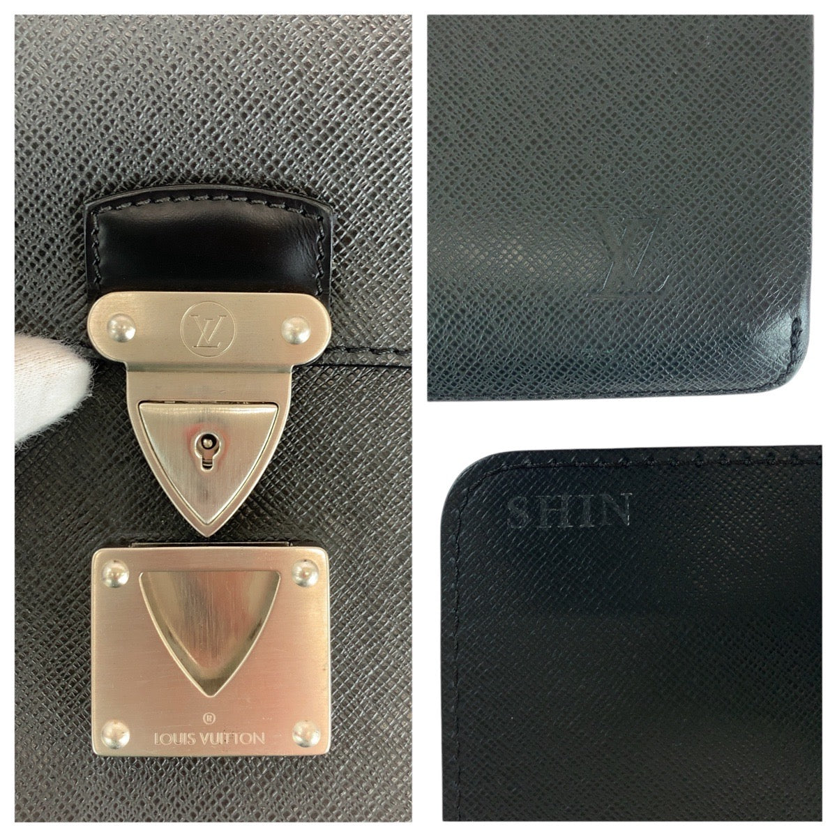 LOUIS VUITTON Business bag M31042 leather Black Ardoise SilverMetal Business bag briefcase Taiga Robusto 2 mens  d