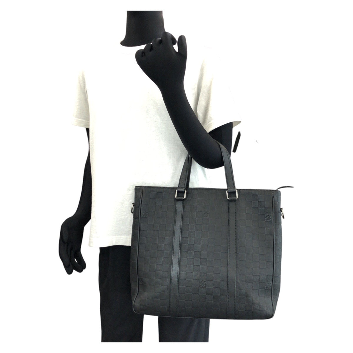 LOUIS VUITTON Business bag N41467 leather Black Gunmetal Business bag Tote Bag Damier Anfini Tadao PM mens  d