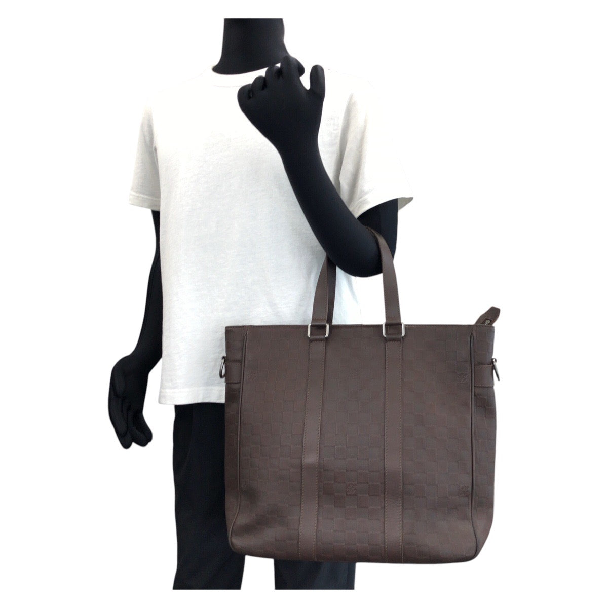 LOUIS VUITTON Business bag N41229 leather Meteor Brown Gunmetal Business Bag Tote Bag Shoulder Bag 2way Damier Anfini Neo Tadao mens  d