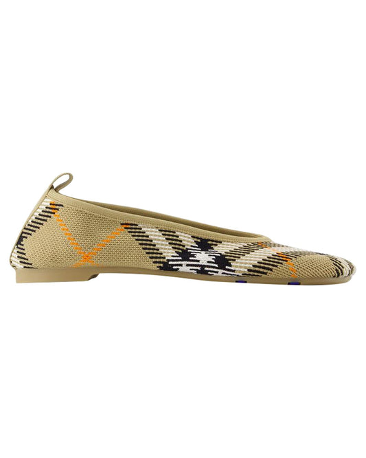 Burberry Plaid Knit Ballet Flats Women Brown | Beige