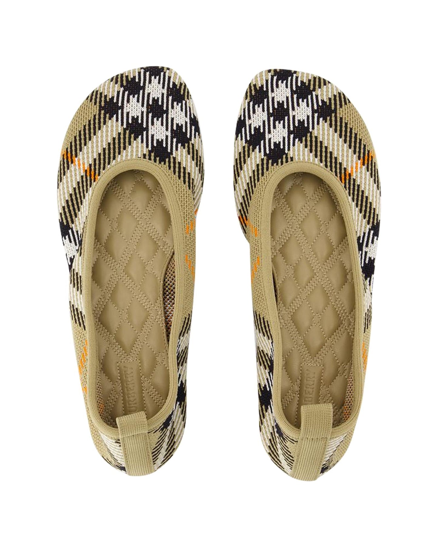 Burberry Plaid Knit Ballet Flats Women Brown | Beige
