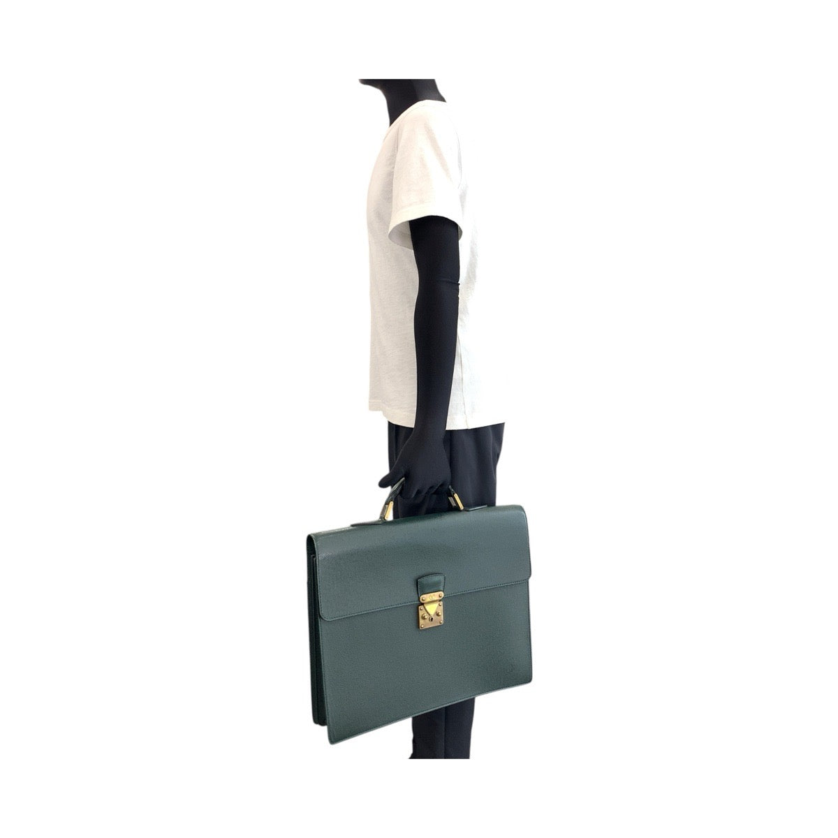 LOUIS VUITTON Business bag M30034 leather Episea Dark Green Gold Metal Business bag briefcase Taiga Moscova mens  d