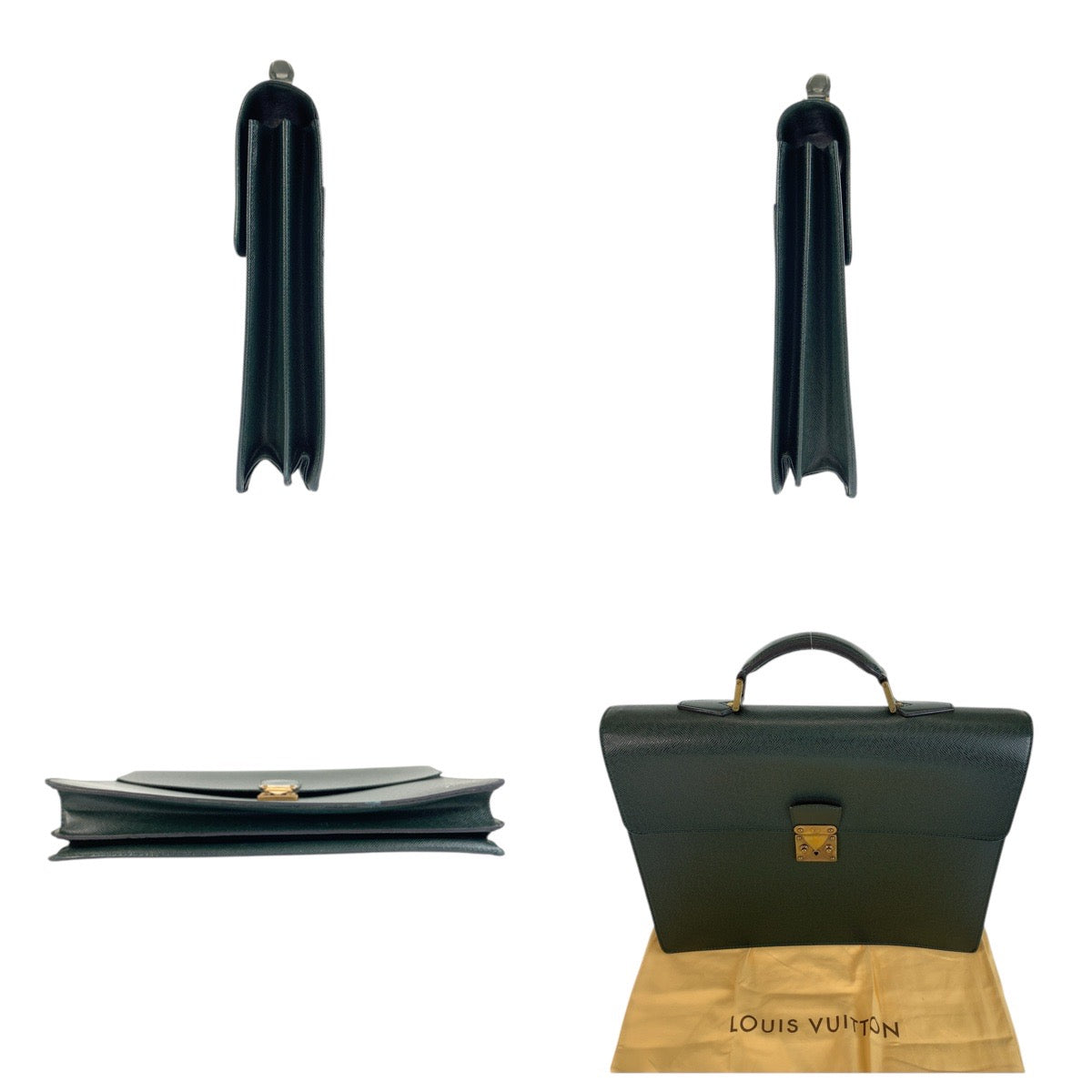 LOUIS VUITTON Business bag M30034 leather Episea Dark Green Gold Metal Business bag briefcase Taiga Moscova mens  d