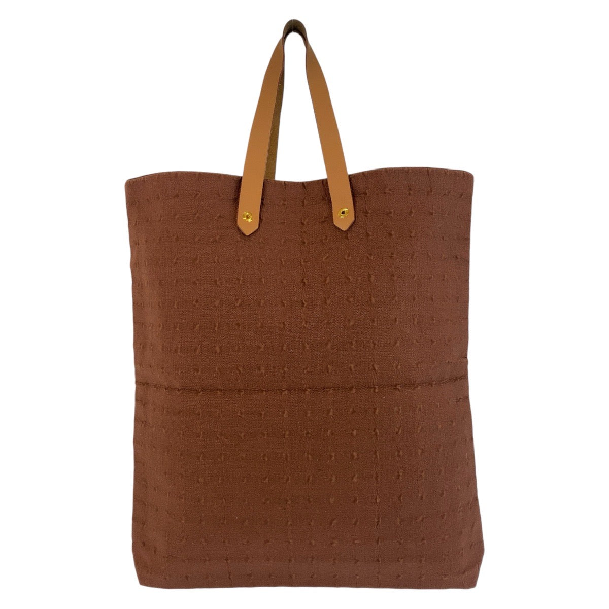 HERMES Tote Bag Canvas, Leather Brown Gold Metal Tote Bag Amedaba Women  d