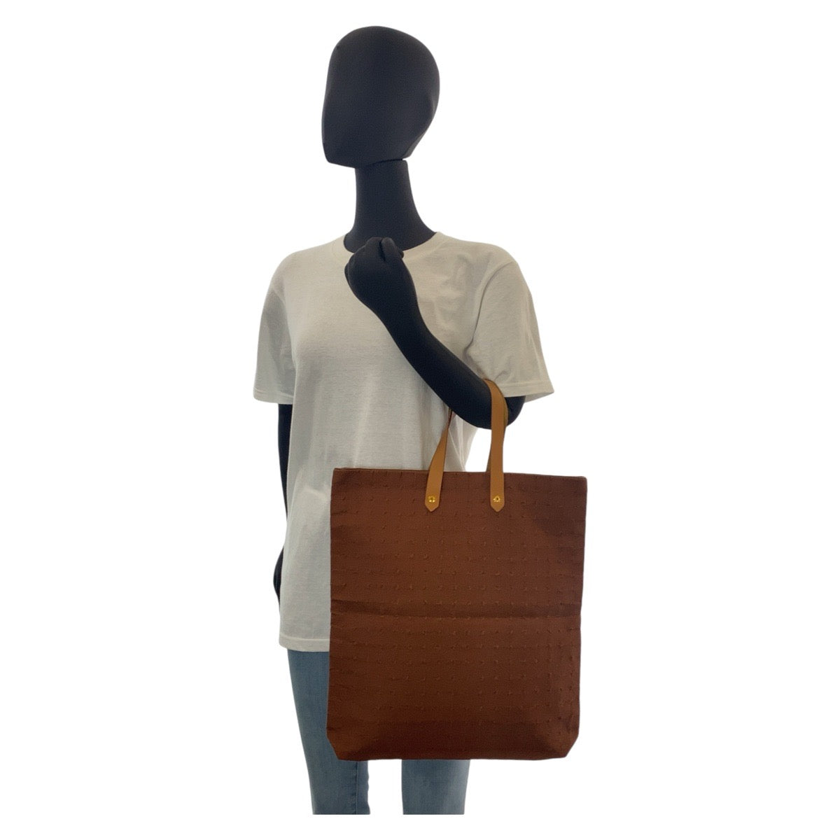 HERMES Tote Bag Canvas, Leather Brown Gold Metal Tote Bag Amedaba Women  d