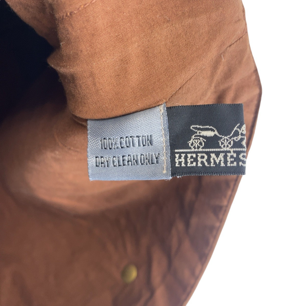 HERMES Tote Bag Canvas, Leather Brown Gold Metal Tote Bag Amedaba Women  d
