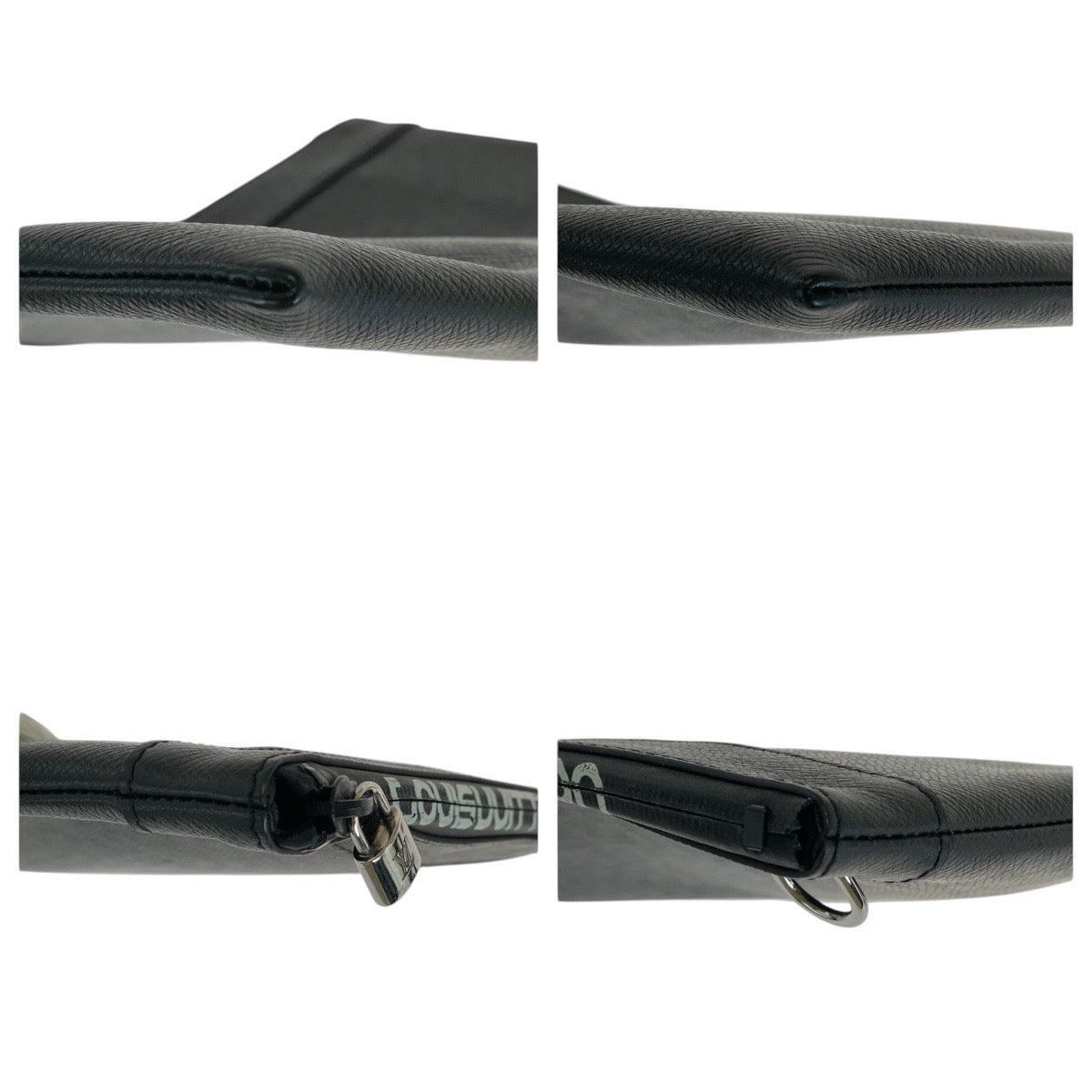 LOUIS VUITTON Clutch bag M30086 leather Black SilverMetal Clutch bag business bag Taiga Pochette Apollo mens  d