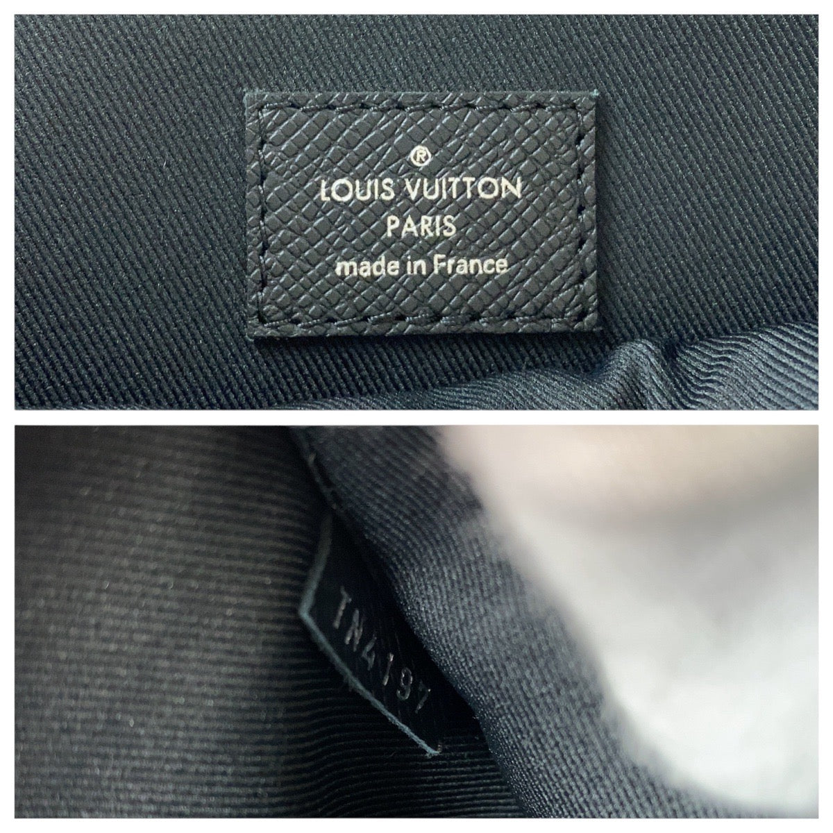 LOUIS VUITTON Clutch bag M30086 leather Black SilverMetal Clutch bag business bag Taiga Pochette Apollo mens  d