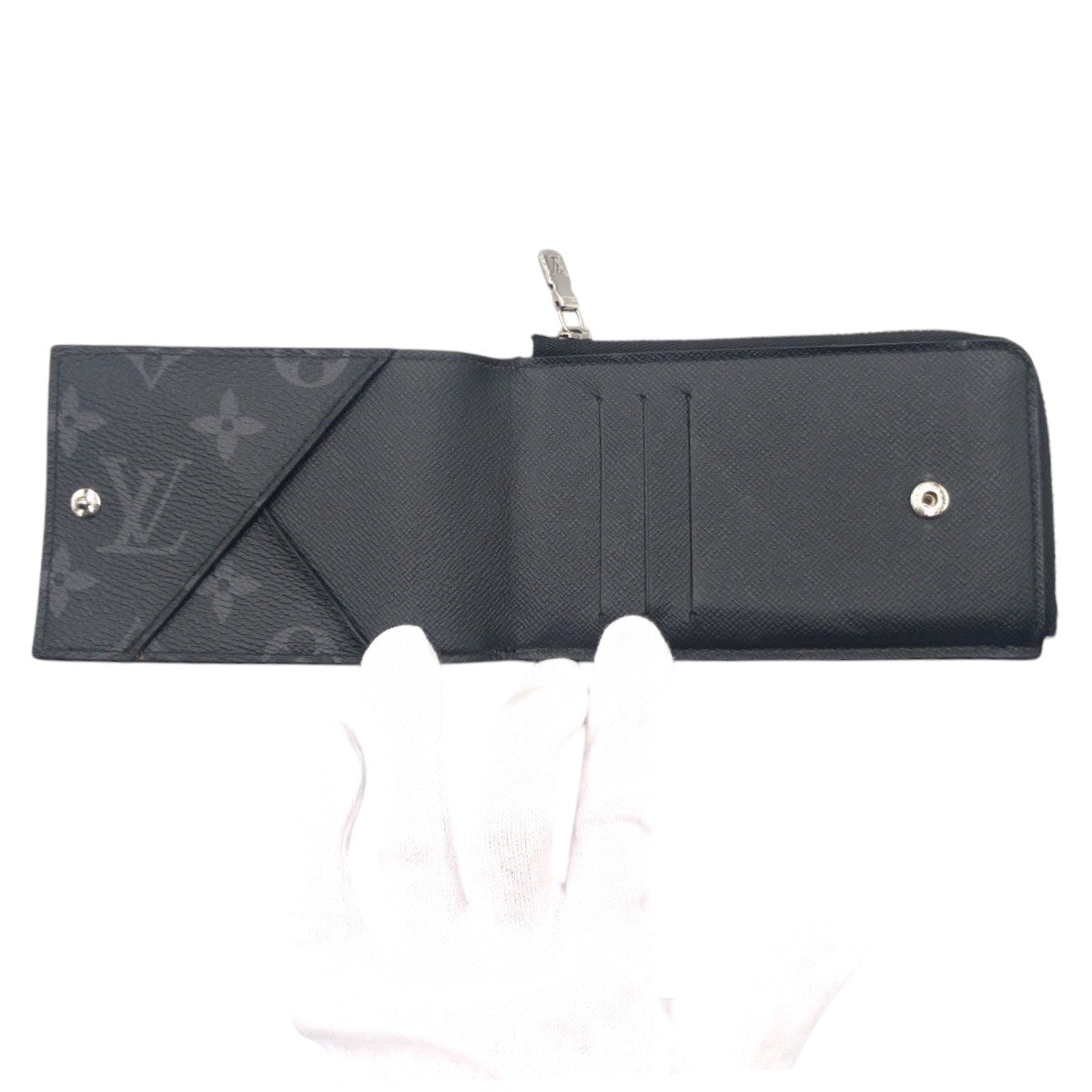 LOUIS VUITTON Bifold Wallet M81568 PVC Black SilverMetal Folding wallet Compact wallet Fragment case Monogram Eclipse hybrid wallet mens  d