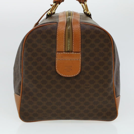 Luxury CELINE Macadam Canvas Boston Bag PVC Leather Brown  41216