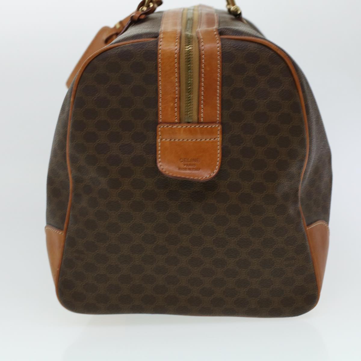 Luxury CELINE Macadam Canvas Boston Bag PVC Leather Brown  41269