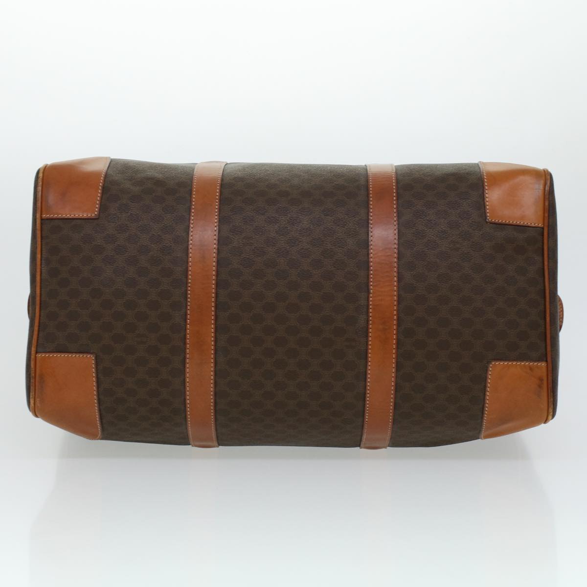 Luxury CELINE Macadam Canvas Boston Bag PVC Leather Brown  41269