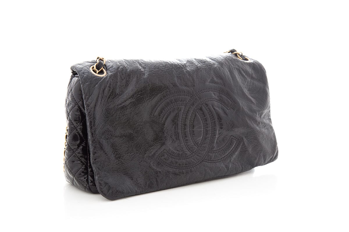 Chanel 2006 Black Vinyl Medium Rock & Chain Flap HandBag