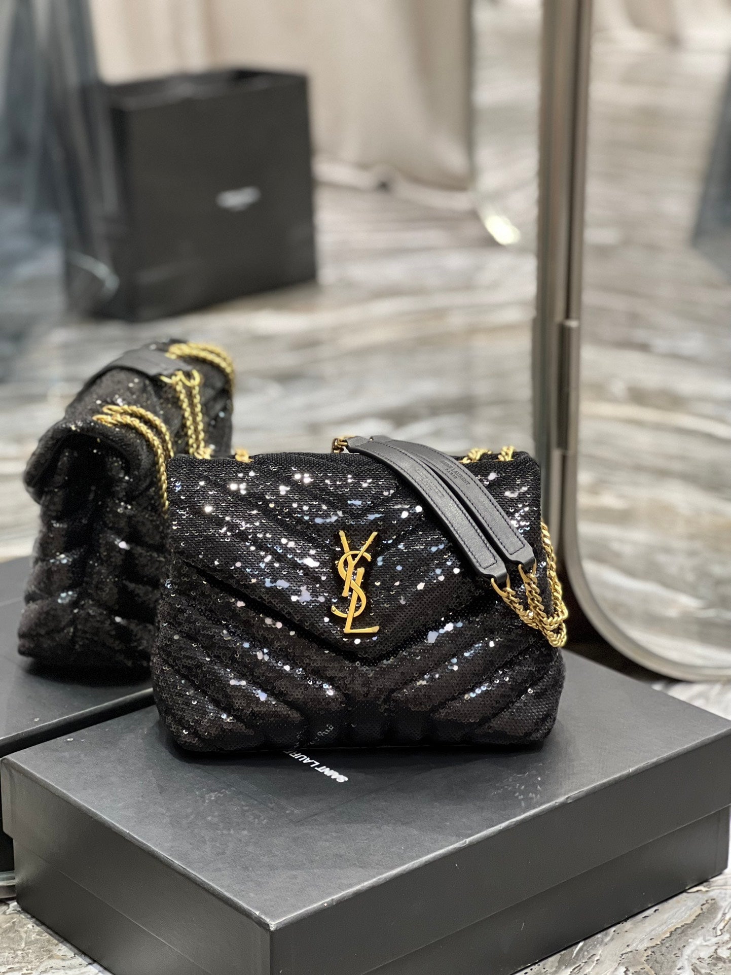 Top Quality Loulou Small Chain Bag Black For Women, Women’s Bags 9in/23cm YSL 494699FAAER1000