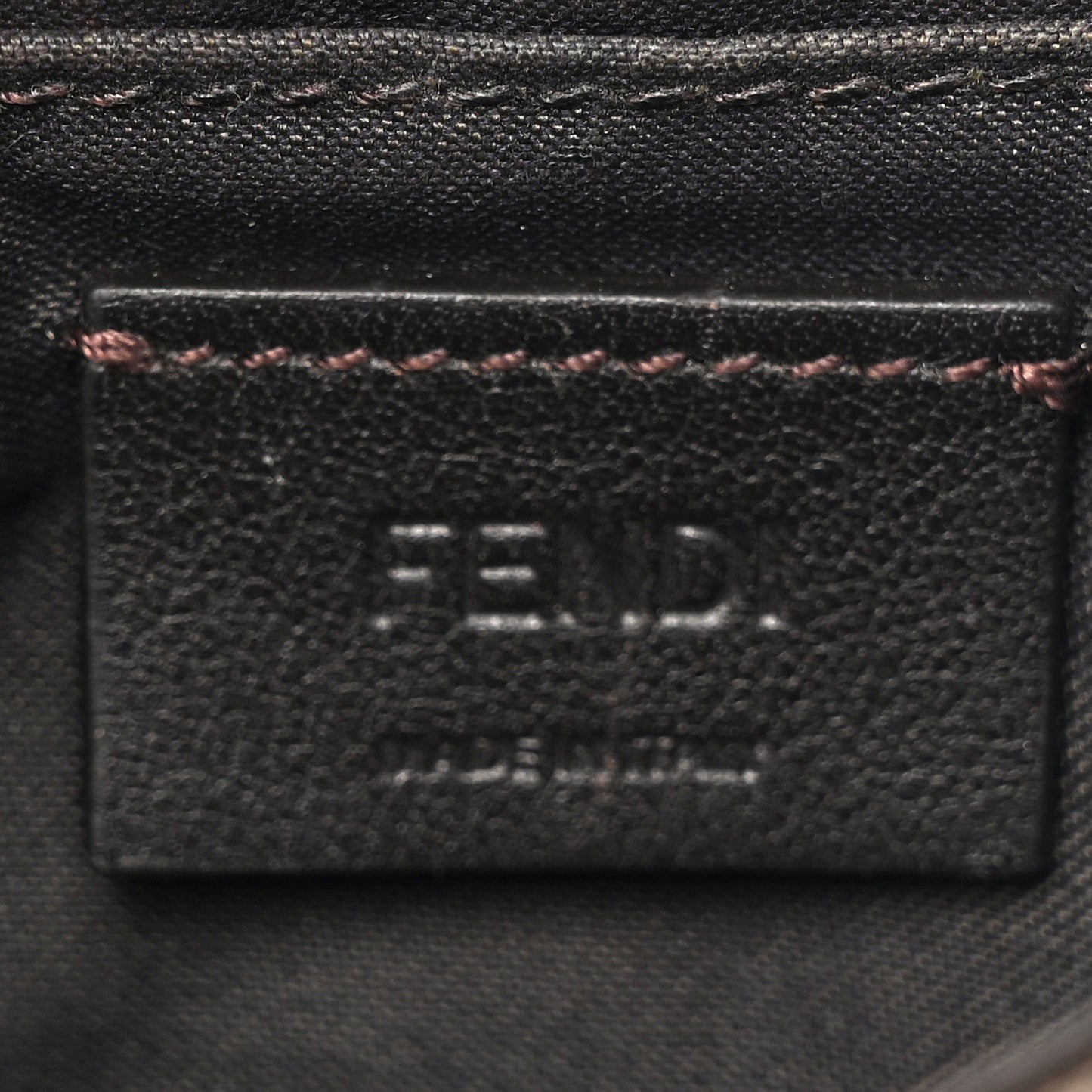 Fendi Glazed Fabric FF 1974 Nano Baguette Belt Charm Mogano Panna