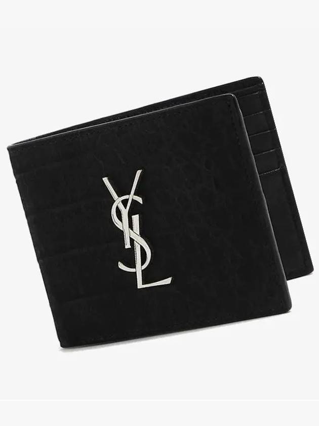 Luxury Saint Laurent Trending 2025 Monogram East West Half Wallet Black