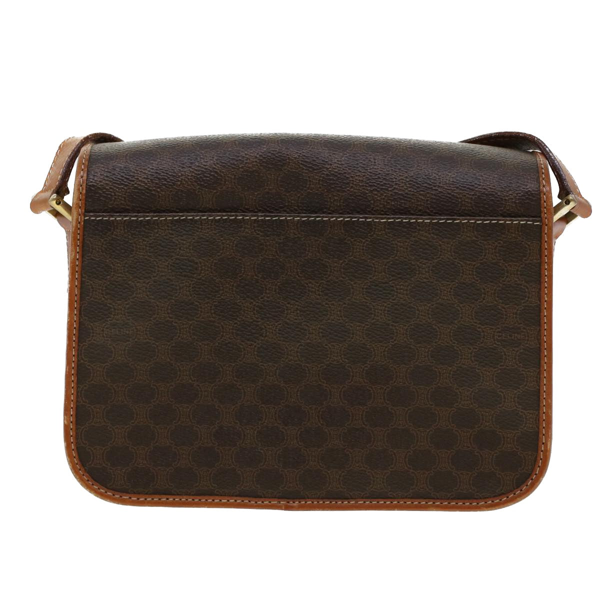 Luxury CELINE Macadam Canvas Shoulder Bag PVC Leather Brown  42446