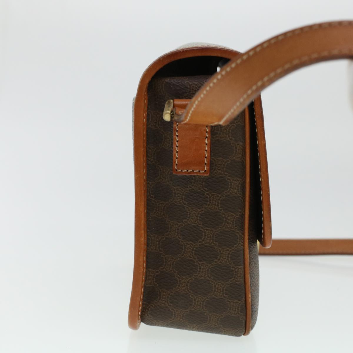 Luxury CELINE Macadam Canvas Shoulder Bag PVC Leather Brown  42446