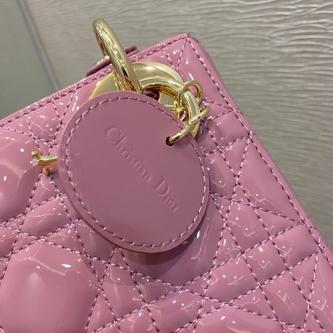 Top Quality Mini Lady Bag with Chain Gold Toned Hardware, Coral Pink, For Women Womens Handbags, 18cm CD