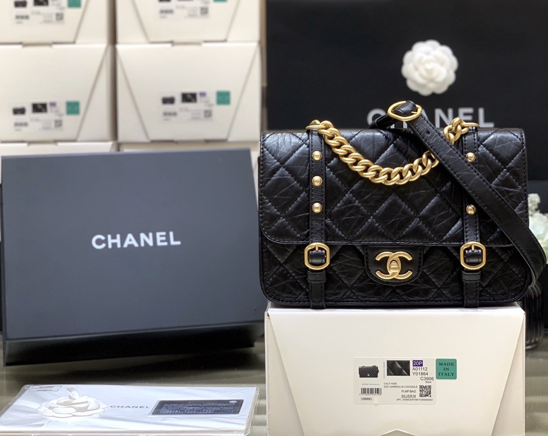 CHL Co Co Shoulder Bag Gold Chain Black 9.8in/25cm