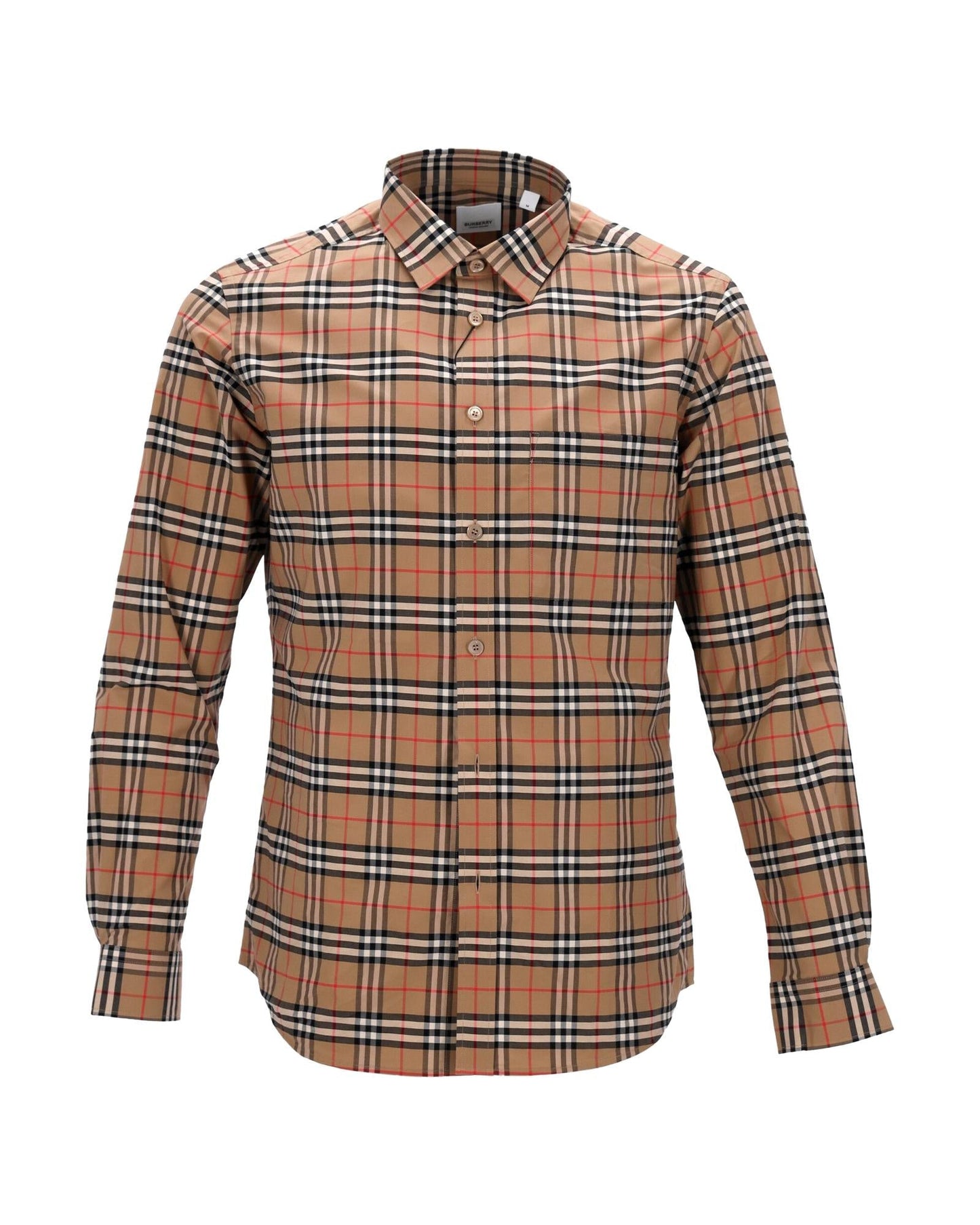 Burberry Check Pattern LongSleeve Shirt Men Brown | Beige