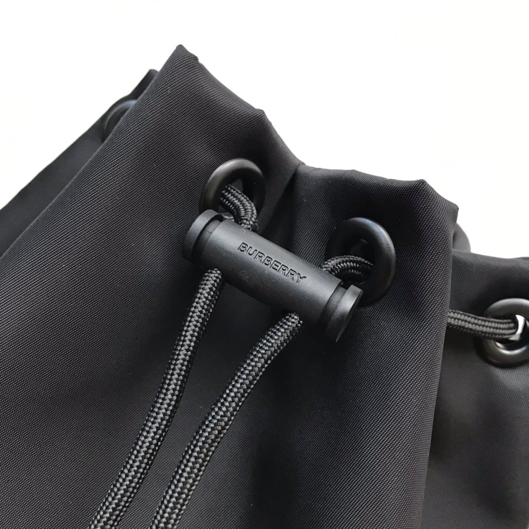 Top Quality Logo Print Nylon Drawcord Pouch Black For Women, Bags 7.7in/19.5cm