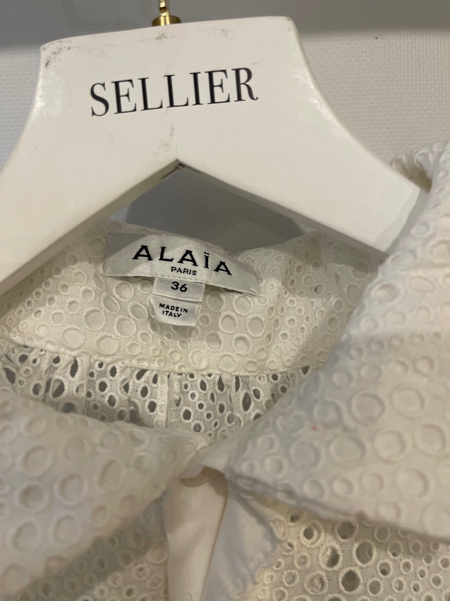 Alaia White Perforated Light Dress Coat with Belt Detail Size FR 36 (UK 8)