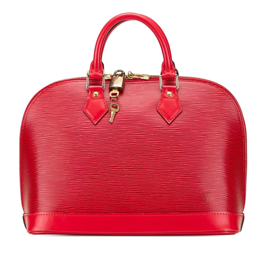 Red Louis Vuitton Epi Alma PM Handbag