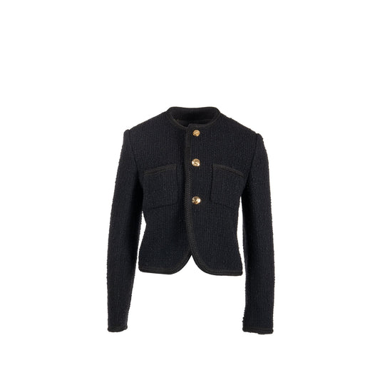 Celine Size 40 Chasseur Jacket Tweed Black