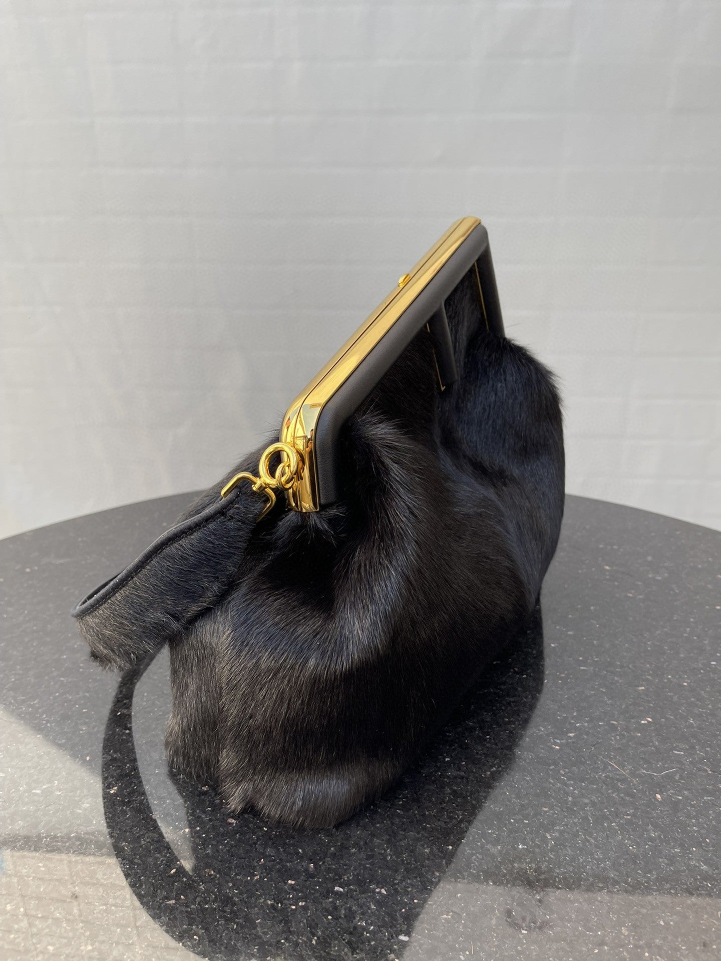 FI First MeTop Qualityum Black Fox Fur Bag For Woman 32.5cm/13in