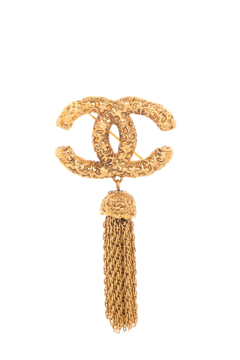 Chanel   Gold CC Tassel Brooch Pin 93A